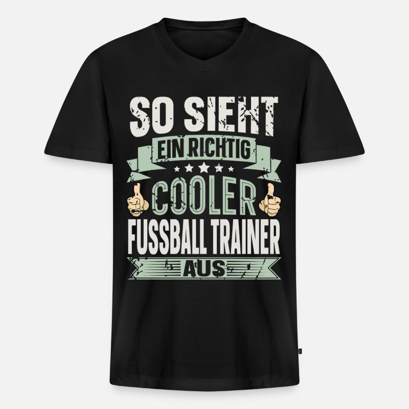 Fussball Trainer - Männer Premium Bio T-Shirt mit V-Ausschnitt - Schwarz