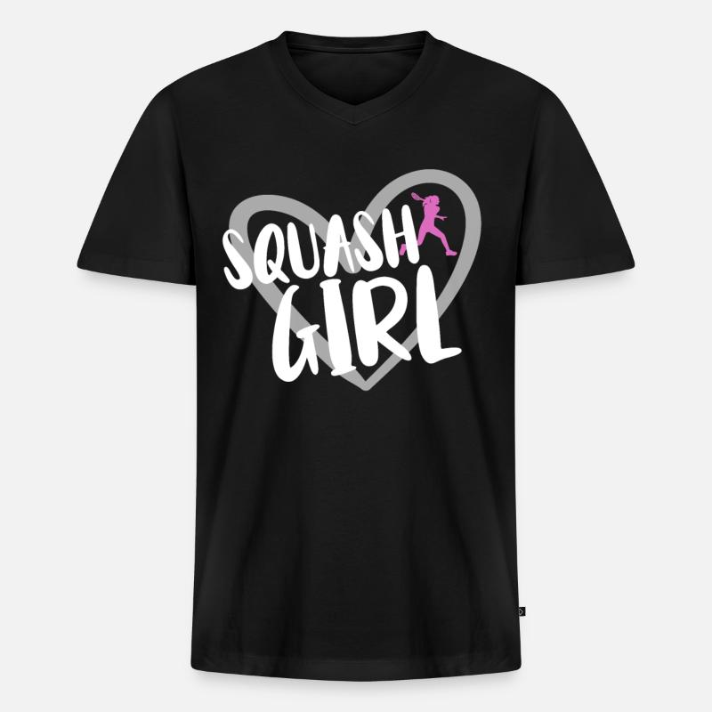 Squash Spieler - Männer Premium Bio T-Shirt mit V-Ausschnitt - Schwarz