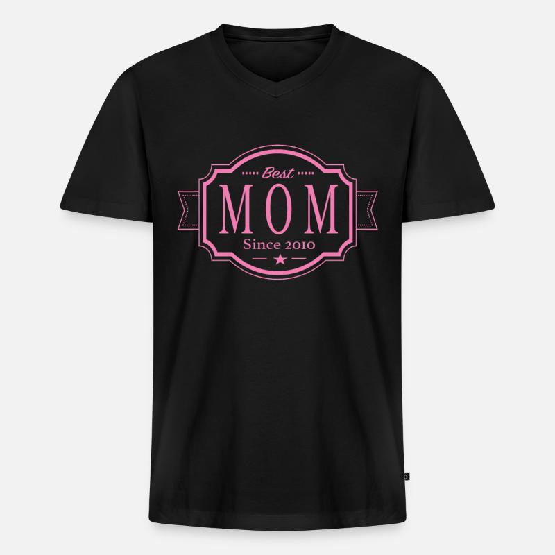 Beste Mama seit 2010 - Männer Premium Bio T-Shirt mit V-Ausschnitt - Schwarz