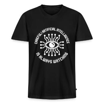 Programmation d’intelligence artificielle - T-shirt encolure en V Premium bio Homme - noir - Devant - Nico (187cm)