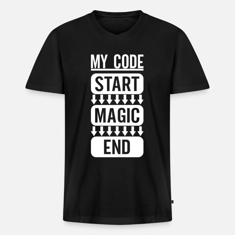 Programmierer Informatiker - Männer Premium Bio T-Shirt mit V-Ausschnitt - Schwarz