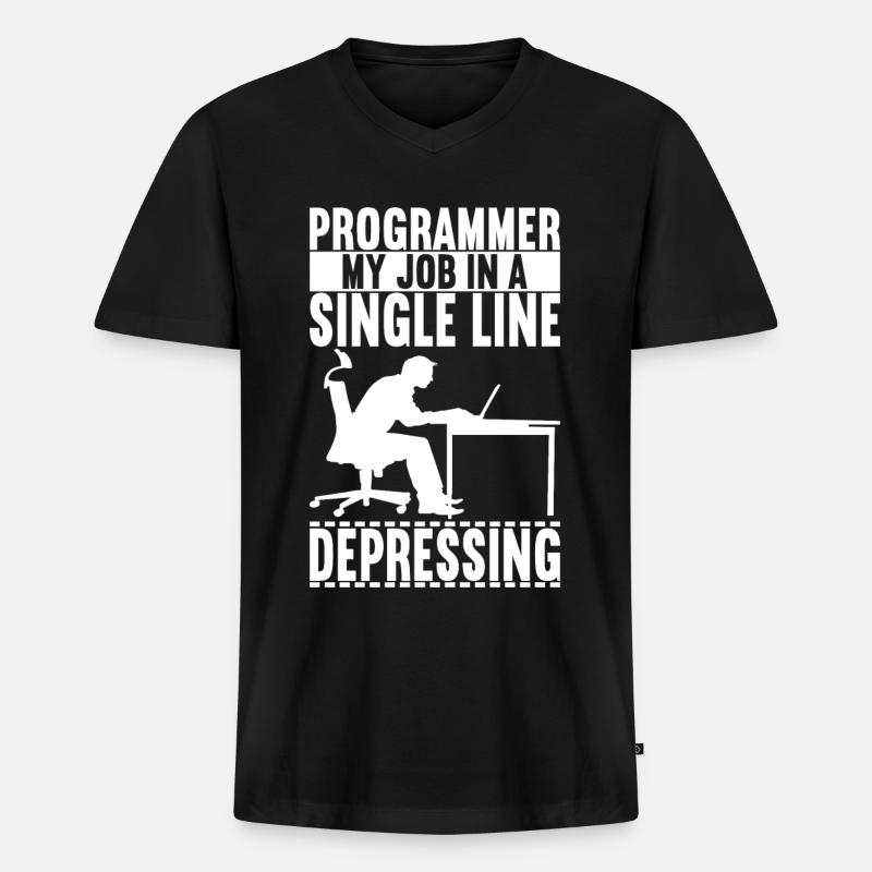 Programmierer Informatiker - Männer Premium Bio T-Shirt mit V-Ausschnitt - Schwarz