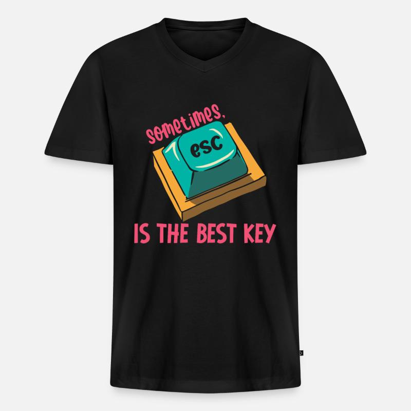 Software-Ingenieur Computer Schlüssel - Männer Premium Bio T-Shirt mit V-Ausschnitt - Schwarz