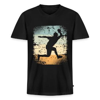 Ping-pong - T-shirt encolure en V Premium bio Homme - noir - Devant - Nico (187cm)