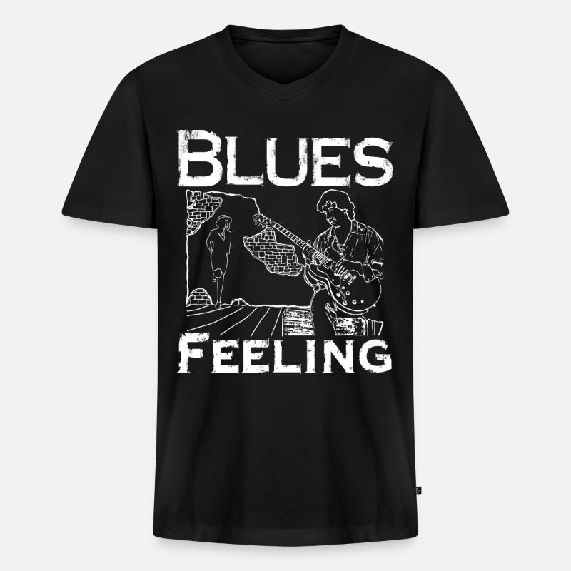 Blues Feeling - Männer Premium Bio T-Shirt mit V-Ausschnitt - Schwarz