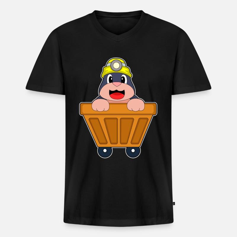 Maulwurf Bergbau Container - Männer Premium Bio T-Shirt mit V-Ausschnitt - Schwarz
