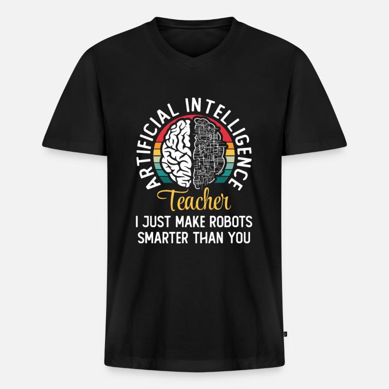 Artificial Intelligence Teacher - Männer Premium Bio T-Shirt mit V-Ausschnitt - Schwarz