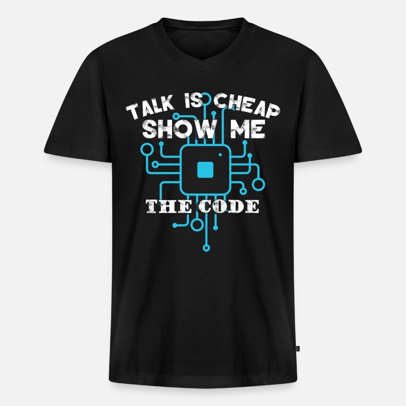 Codage Codeur amusant - T-shirt encolure en V Premium bio Homme - noir