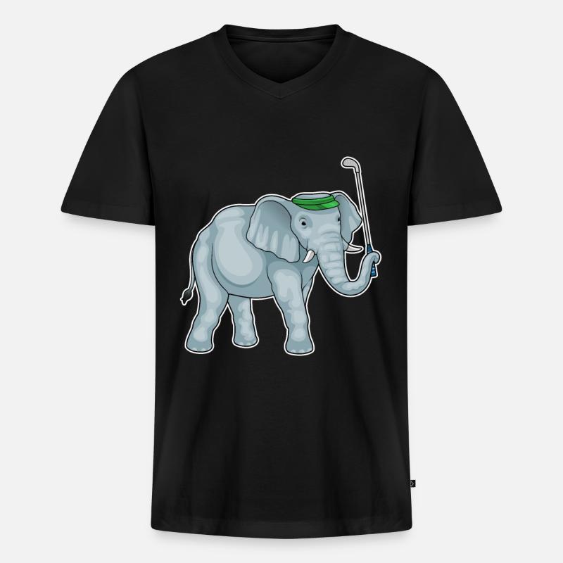 Elefant Golf Golfschläger - Männer Premium Bio T-Shirt mit V-Ausschnitt - Schwarz
