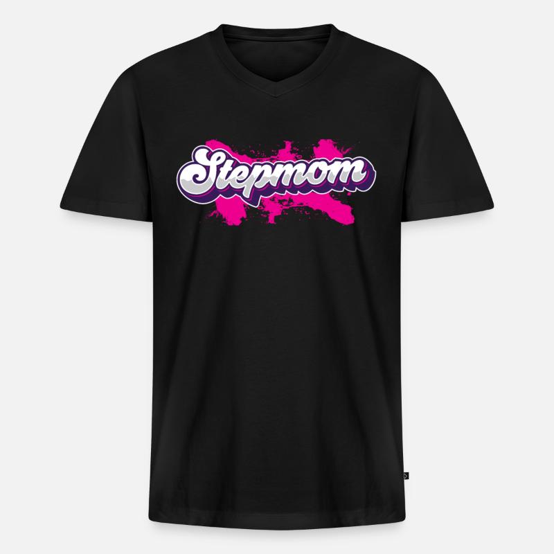Stiefmutter Ziehmutter Pflegemutter Stepmother - Männer Premium Bio T-Shirt mit V-Ausschnitt - Schwarz