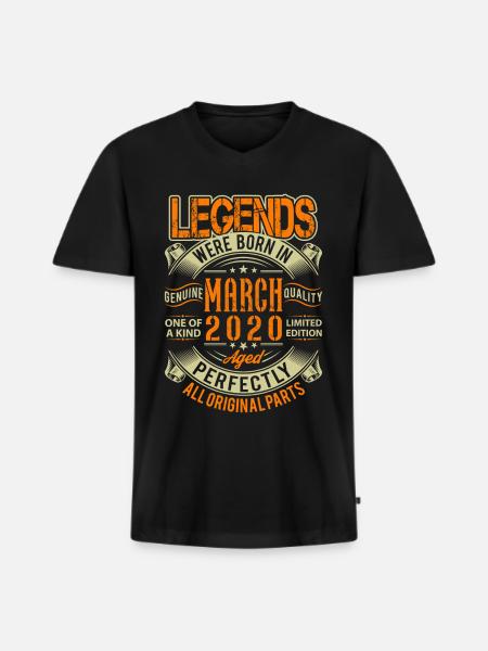 2020 March Birthday Legend - Men's Premium Organic T-shirt with V-neck - black