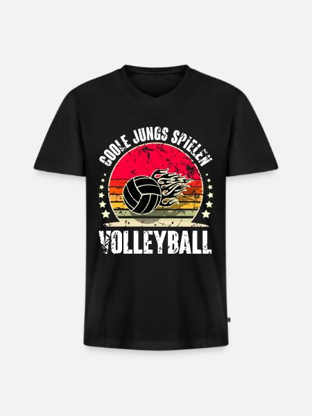 Volleyball - Männer Premium Bio T-Shirt mit V-Ausschnitt - Schwarz