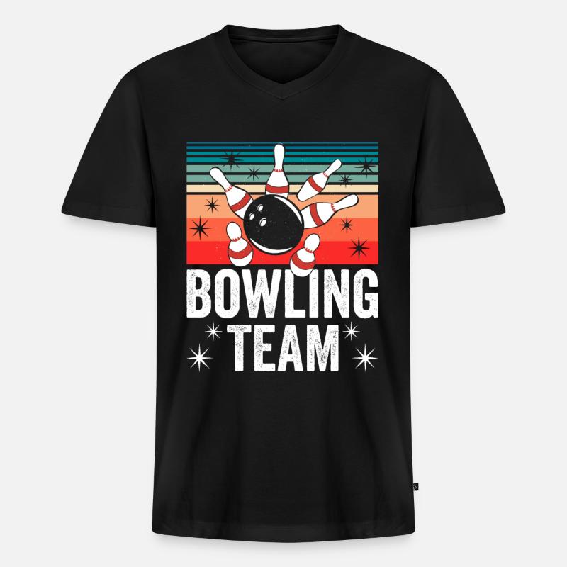 Bowling Team Bowler Mannschaft Hobby - Männer Premium Bio T-Shirt mit V-Ausschnitt - Schwarz