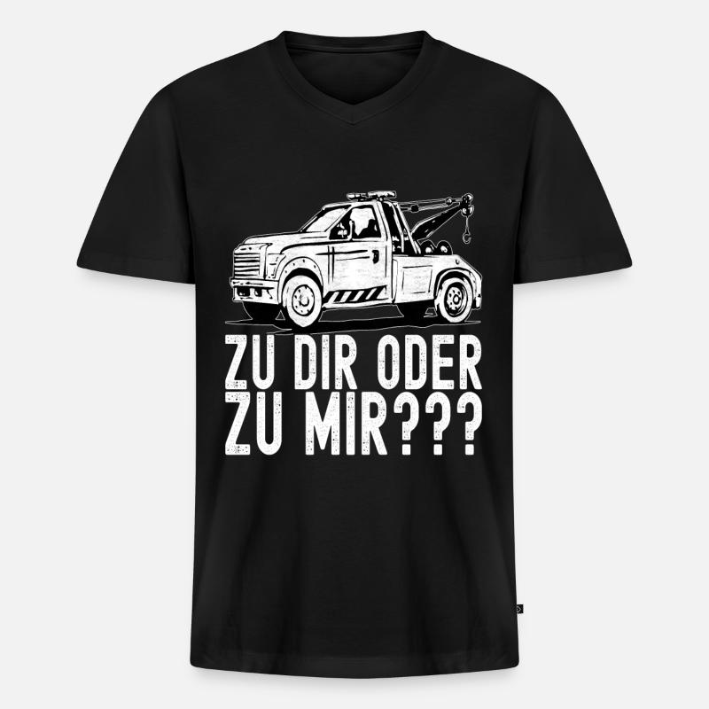 Abschleppwagen Abschleppdienst - Männer Premium Bio T-Shirt mit V-Ausschnitt - Schwarz