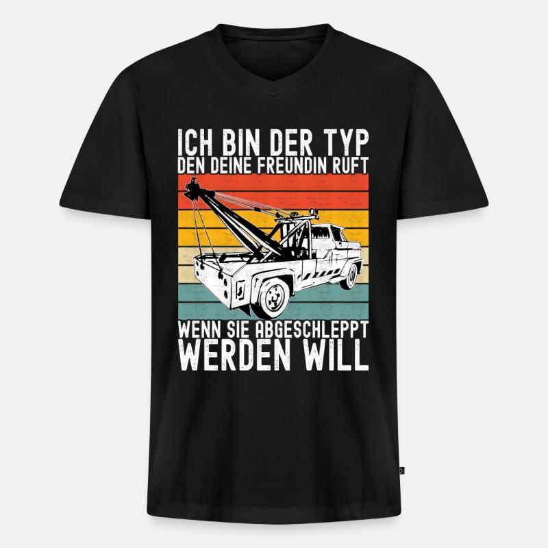Abschleppwagen Abschleppdienst - Männer Premium Bio T-Shirt mit V-Ausschnitt - Schwarz
