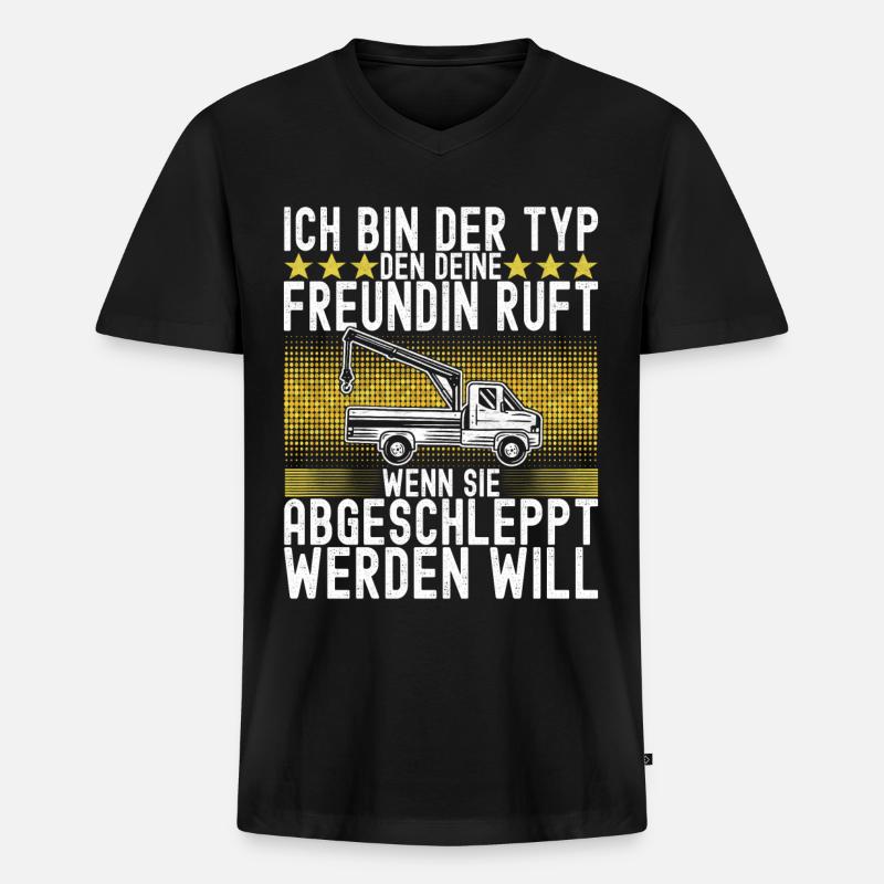 Abschleppwagen Abschleppdienst - Männer Premium Bio T-Shirt mit V-Ausschnitt - Schwarz
