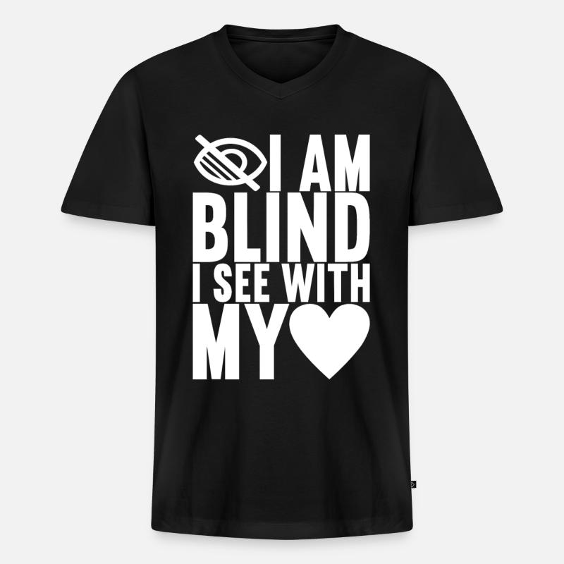Blind Sehbehinderung - Männer Premium Bio T-Shirt mit V-Ausschnitt - Schwarz
