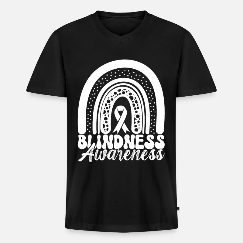 Blind Sehbehinderung - Männer Premium Bio T-Shirt mit V-Ausschnitt - Schwarz
