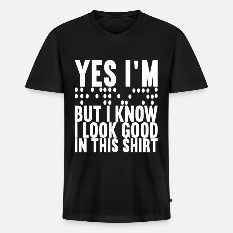 Blind Sehbehinderung - Männer Premium Bio T-Shirt mit V-Ausschnitt - Schwarz
