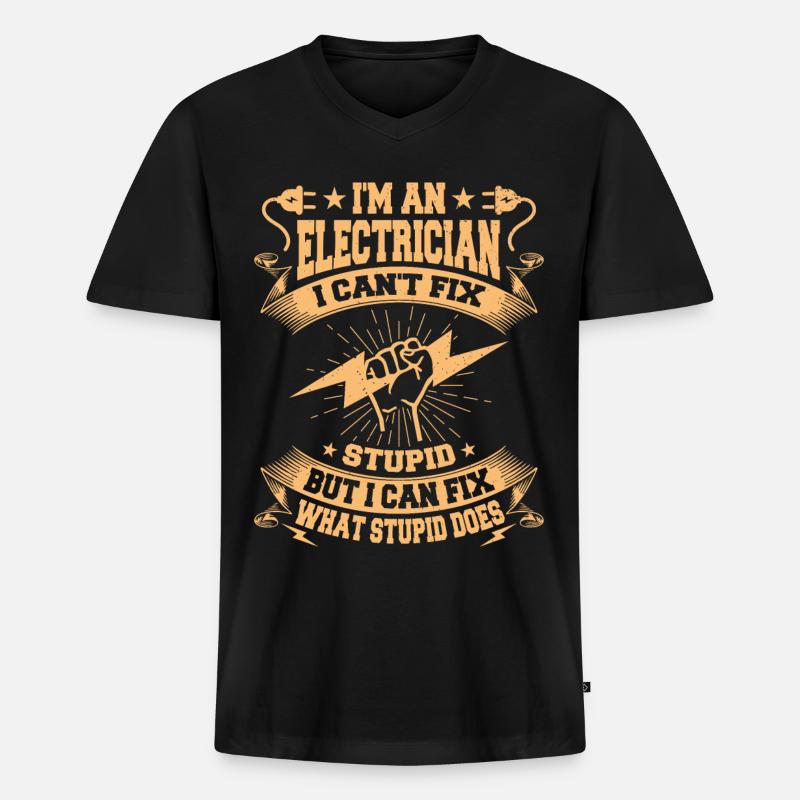 Electrician Electronics Technician Electrical Engineer - Men's Premium Organic T-shirt with V-neck - black