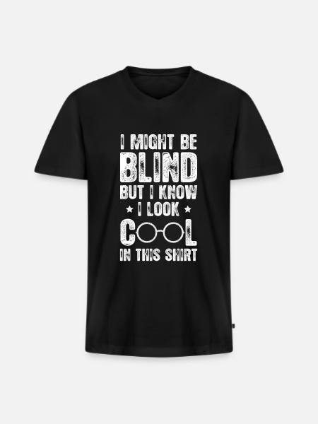 Braille-Schrift Blinde Blindheit Bewusstsein - Männer Premium Bio T-Shirt mit V-Ausschnitt - Schwarz
