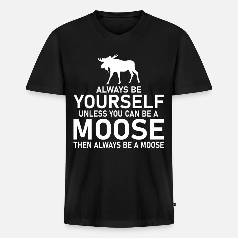 Lustiges Elch Hirsche Bekleidung - Männer Premium Bio T-Shirt mit V-Ausschnitt - Schwarz