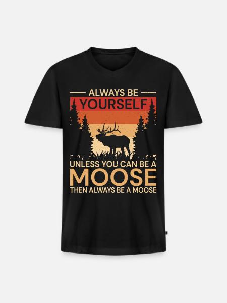 Grappige Eland Herten Kleding - Mannen Premium Bio T-shirt met V-hals - zwart