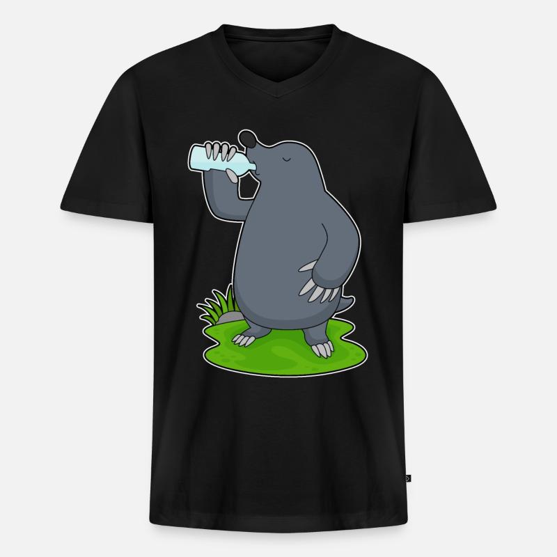 Maulwurf Wasserflasche - Männer Premium Bio T-Shirt mit V-Ausschnitt - Schwarz