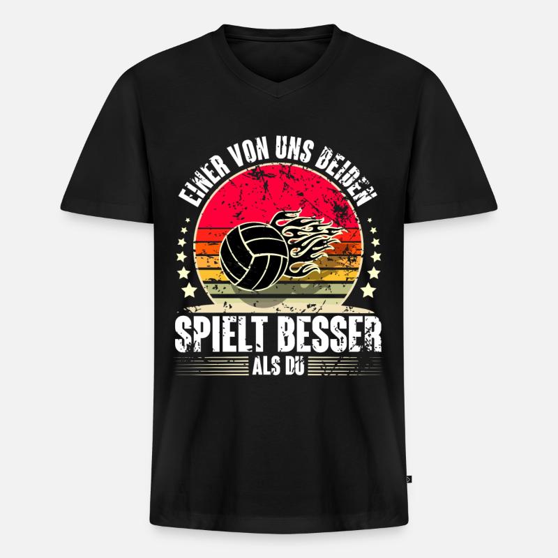 Volleyball - Männer Premium Bio T-Shirt mit V-Ausschnitt - Schwarz