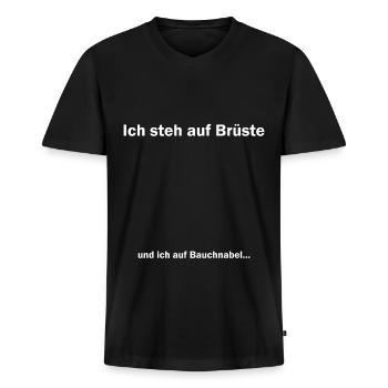 Ich steh auf Brüste Bauchnabel White - Männer Premium Bio T-Shirt mit V-Ausschnitt - Schwarz - Vorne - Nico (187cm)