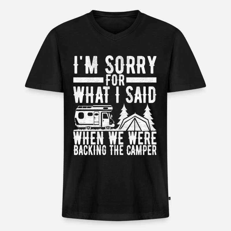 Camping Wohnmobil - Männer Premium Bio T-Shirt mit V-Ausschnitt - Schwarz