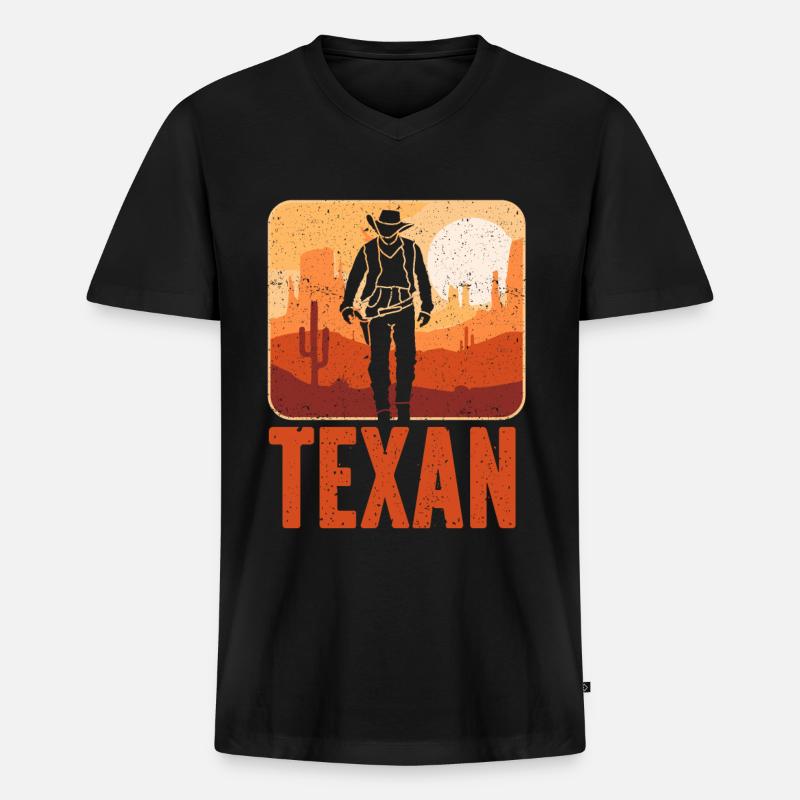 Texaner Stolz Texas Sprüche Texanisch - Männer Premium Bio T-Shirt mit V-Ausschnitt - Schwarz