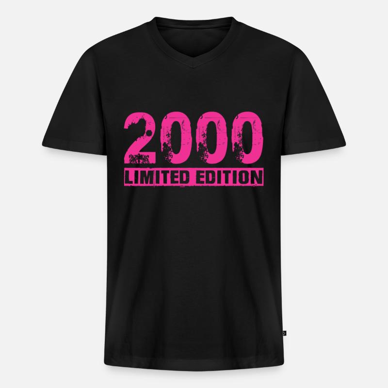 Limited Edition 2000 - Männer Premium Bio T-Shirt mit V-Ausschnitt - Schwarz