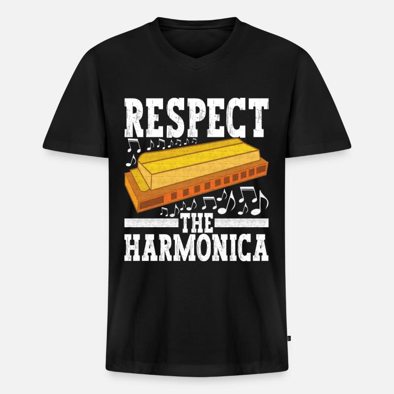 Harmonica Harmonica - Men's Premium Organic T-shirt with V-neck - black