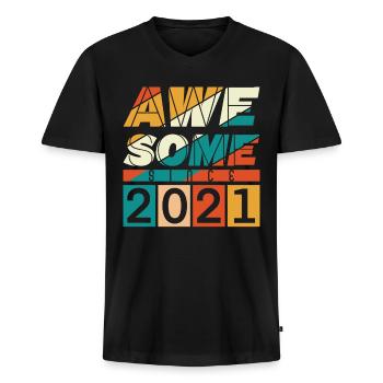 2021 Geboren Geburtstag Geburtsjahr Vintage - Männer Premium Bio T-Shirt mit V-Ausschnitt - Schwarz - Vorne - Nico (187cm)