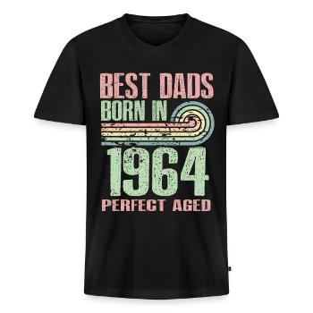 The best fathers were born in 1964, 59 years old, - Men's Premium Organic T-shirt with V-neck - black - Front - Nico (187cm)