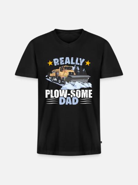 Snow plough Dad - Men's Premium Organic T-shirt with V-neck - black