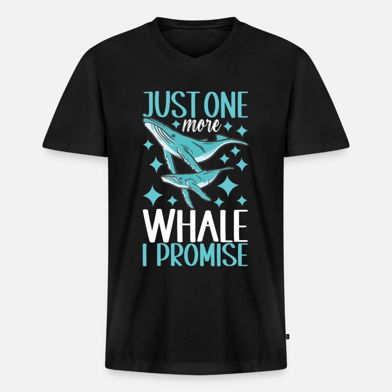 Wale Walbeobachter - Männer Premium Bio T-Shirt mit V-Ausschnitt - Schwarz