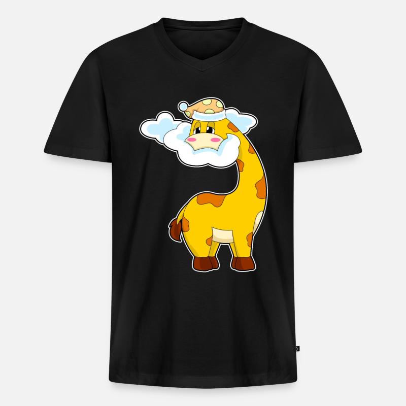 Giraffe Clouds - Men's Premium Organic T-shirt with V-neck - black