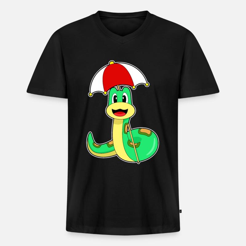 Schlange Regenschirm - Männer Premium Bio T-Shirt mit V-Ausschnitt - Schwarz
