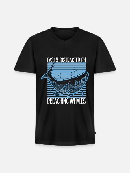Whale Watchers - Men's Premium Organic T-shirt with V-neck - black