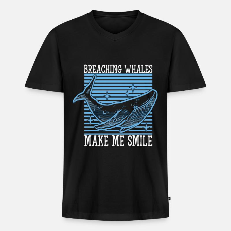 Wale Walbeobachter - Männer Premium Bio T-Shirt mit V-Ausschnitt - Schwarz