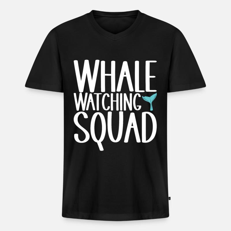 Wale Walbeobachter - Männer Premium Bio T-Shirt mit V-Ausschnitt - Schwarz