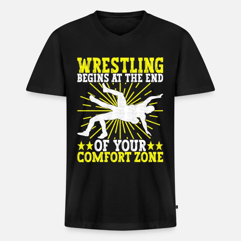 Wrestling Ringen Ringer - Männer Premium Bio T-Shirt mit V-Ausschnitt - Schwarz