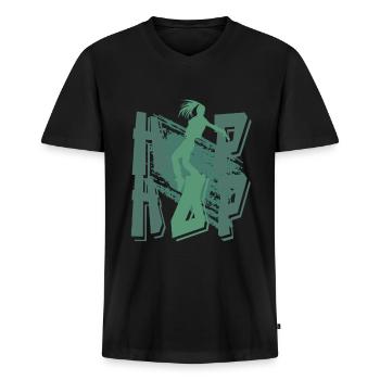 breakdancing Spruch – Tanzen Bboy Hiphop - Männer Premium Bio T-Shirt mit V-Ausschnitt - Schwarz - Vorne - Nico (187cm)