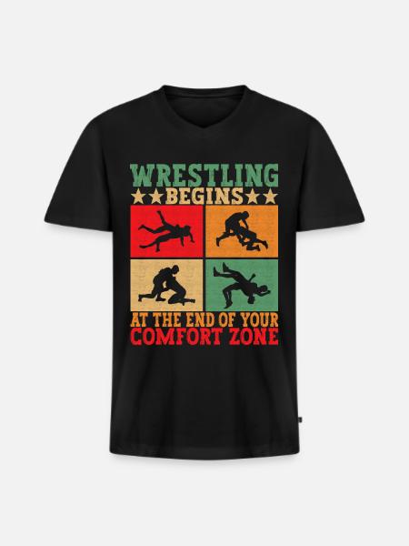 Wrestling Wrestling Wrestlers - Men's Premium Organic T-shirt with V-neck - black
