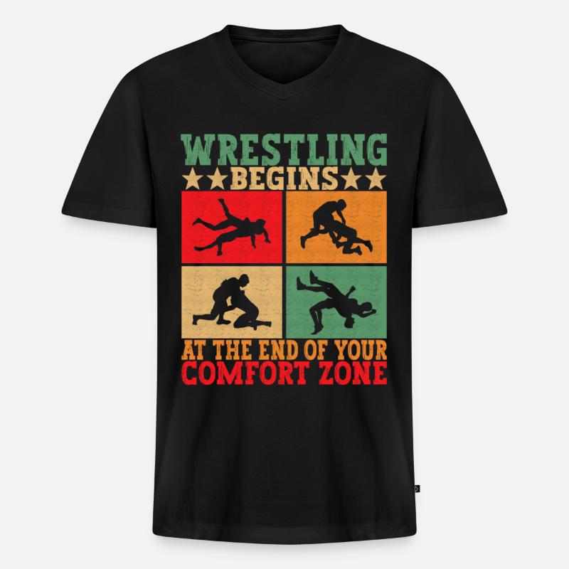 Wrestling Ringen Ringer - Männer Premium Bio T-Shirt mit V-Ausschnitt - Schwarz