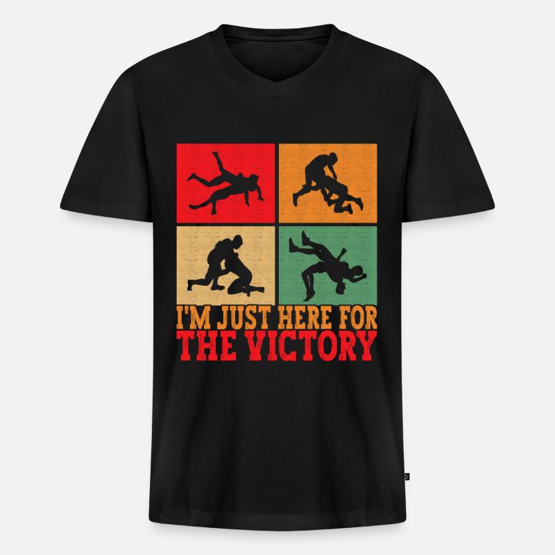 Wrestling Ringen Ringer - Männer Premium Bio T-Shirt mit V-Ausschnitt - Schwarz