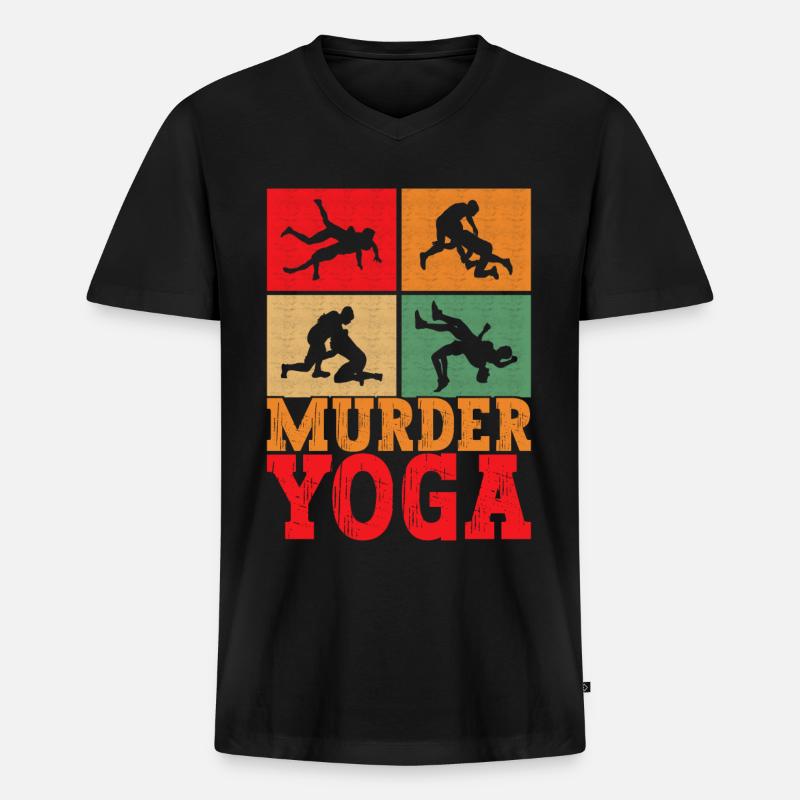 Wrestling Ringen Ringer - Männer Premium Bio T-Shirt mit V-Ausschnitt - Schwarz