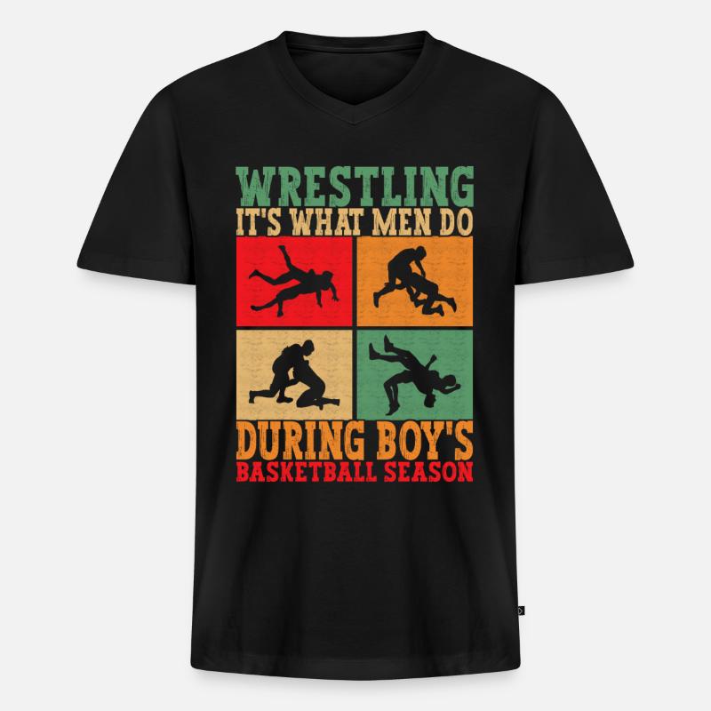 Wrestling Ringen Ringer - Männer Premium Bio T-Shirt mit V-Ausschnitt - Schwarz